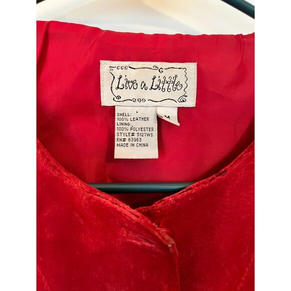Live A Little Washable Suede Jacket Red Medium Button Front Lining Long Sleeves - Picture 3 of 6